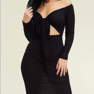 Black off the shoulder long sleeve dress